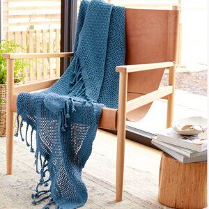 NWT Surya Tibey Throw Blanket RN#123353 Aqua Teal Color 100% Cotton